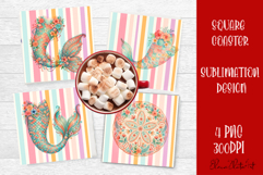 Coastal Sea Life Square Coaster PNG | Ocean Animal Product Image 1