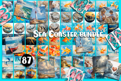 Sea Square Coaster Sublimation Design BUNDLE Product Image 1