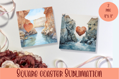 Sea Square Coaster Sublimation Design Product Image 1