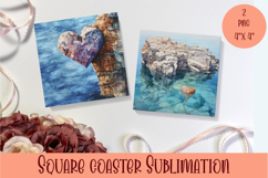 Sea Square Coaster Sublimation Design Product Image 1