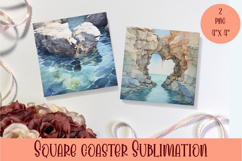Sea Square Coaster Sublimation Design Product Image 1