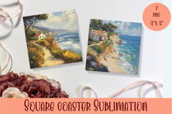 Sea Square Coaster Sublimation Design Product Image 1