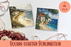 Sea Square Coaster Sublimation Design Product Image 1