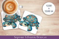 Turtleh square coaster sublimation PNG design Product Image 1