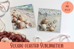 Sea Square Coaster Sublimation Design Product Image 1