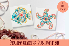Beach Coaster Sublimation. Sea Coaster Design Product Image 1