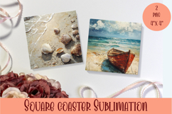 Sea Square Coaster Sublimation Design Product Image 1