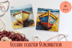 Sea Square Coaster Sublimation Design Product Image 1
