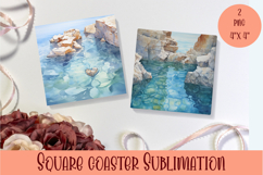 Sea Square Coaster Sublimation Design Product Image 1