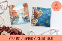 Sea Square Coaster Sublimation Design Product Image 1
