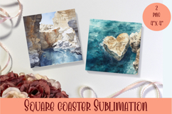 Sea Square Coaster Sublimation Design Product Image 1