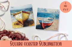 Sea Square Coaster Sublimation Design Product Image 1