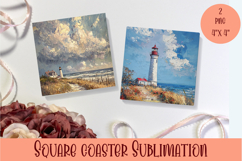 Sea Square Coaster Sublimation Design Product Image 1