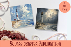 Sea Square Coaster Sublimation Design Product Image 1
