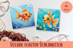 Baby fish square coaster sublimation PNG design Product Image 1