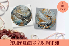 Cute Whale Coaster Design. Cute Whale Coaster Sublimation Product Image 1