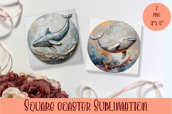 Cute Whale Coaster Design. Cute Whale Coaster Sublimation Product Image 1