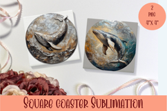 Cute Whale Coaster Design. Cute Whale Coaster Sublimation Product Image 1