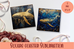 Cute Whale Coaster Design. Cute Whale Coaster Sublimation Product Image 1