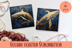 Cute Whale Coaster Design. Cute Whale Coaster Sublimation Product Image 1