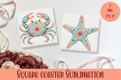 Beach Coaster Sublimation. Sea Coaster Design Product Image 1