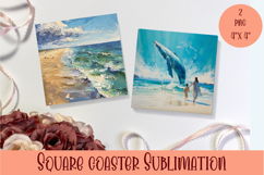 Sea Square Coaster Sublimation Design Product Image 1