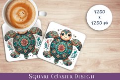 Turtleh square coaster sublimation PNG design Product Image 1