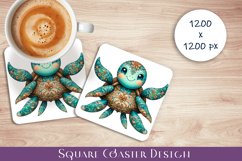 Turtleh square coaster sublimation PNG design Product Image 1