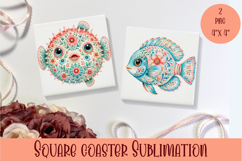 Beach Coaster Sublimation. Sea Coaster Design Product Image 1