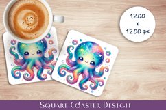 Octopus square coaster sublimation PNG design Product Image 1