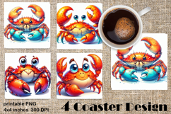 Sea crab square coaster sublimation PNG design Product Image 1
