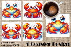 Sea crab square coaster sublimation PNG design Product Image 1