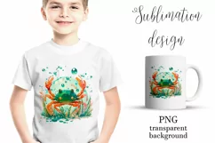 Sea crab Sublimation PNG Design, Ocean Life Product Image 2