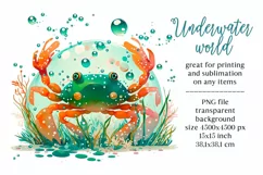 Sea crab Sublimation PNG Design, Ocean Life Product Image 5