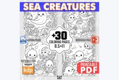 30 Sea Creatures Coloring Pages for Kids Adult Coloring Book Product Image 1