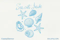 Summer Coastal Line Art Clipart | SVG & PNG |Summer Beach Product Image 1
