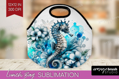 Sea Horse Floral Lunch Bag Tropical Lunch Bug PNG Product Image 1
