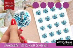 Sea Horse Floral Round Sticker Tropical Printable Sticker Product Image 1