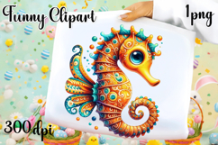 Watercolor baby sea Horse clipart. Cute sea illustrations Product Image 1