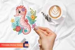 Sea Horse Flowers Sticker, Ocean Themed Sticker Product Image 1
