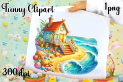 Watercolor Sea haus Clipart PNG | Fantasy Ocean haus Product Image 1