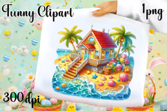 Watercolor Sea haus Clipart PNG | Fantasy Ocean haus Product Image 1