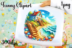 Watercolor Sea haus Clipart PNG | Fantasy Ocean haus Product Image 1