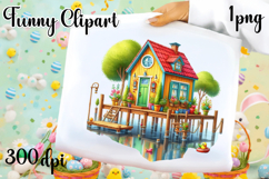 Watercolor Sea haus Clipart PNG | Fantasy Ocean haus Product Image 1