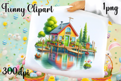 Watercolor Sea haus Clipart PNG | Fantasy Ocean haus Product Image 1