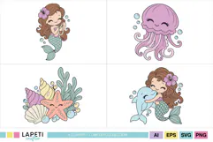 Underwater PNG and SVG graphics for mermaid and ocean themed crafts