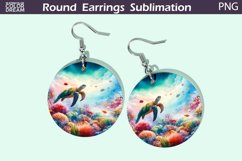 Sea Turtle Round Earrings | Ocean Earrings Sublimation Product Image 1