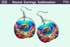 Sea Turtle Round Earrings | Ocean Earrings Sublimation Product Image 1