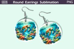 Sea Turtle Round Earrings | Ocean Earrings Sublimation Product Image 1