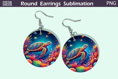 Sea Turtle Round Earrings | Ocean Earrings Sublimation Product Image 1